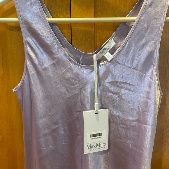 MaxMara Leisure Capua Lilac Sleeveless Satin Dress - Picture 6 of 14